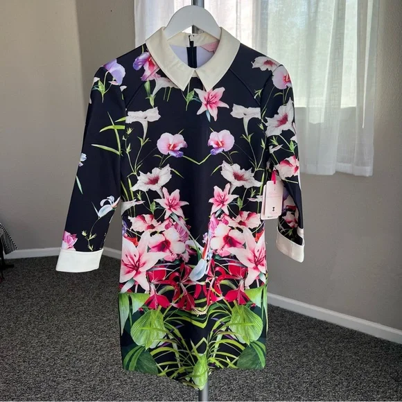NWT Ted Baker Youma Mirrored Tropics Mini Dress - Picture 2 of 14